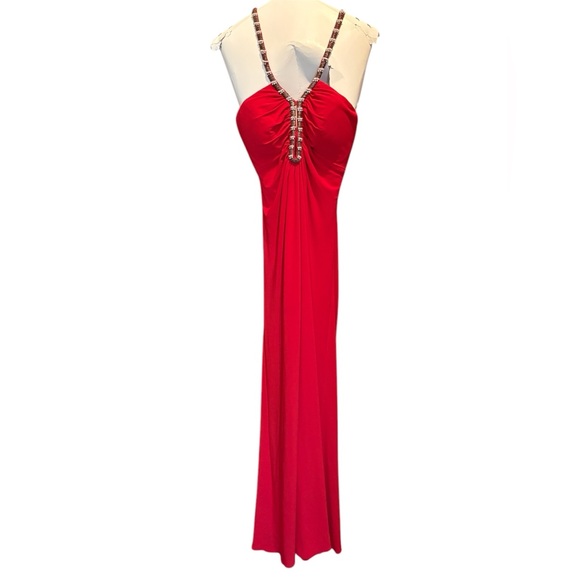 Blondie Nites Dresses & Skirts - Elegant Long Red Evening Dress With Beautiful Beaded Neckline